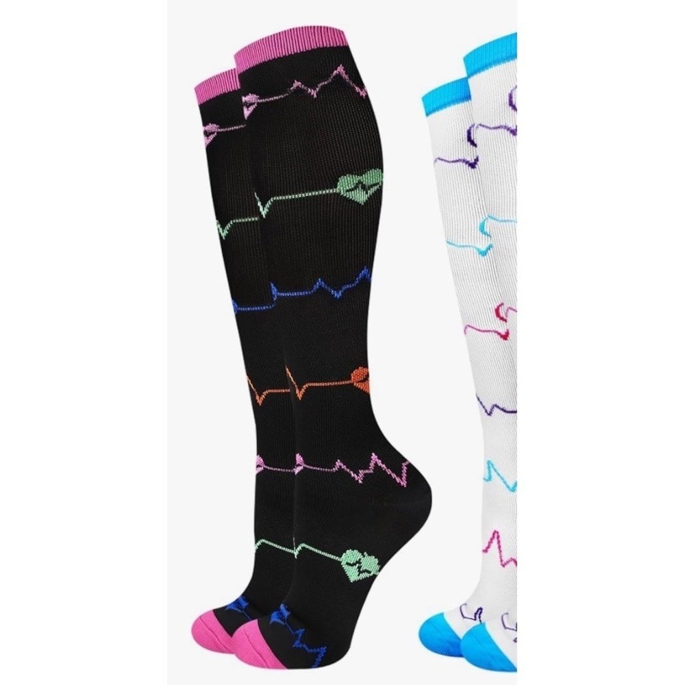 Fashionable Knee High Compression Socks 15-20mmHg Unisex L/XL 3 Pack C330